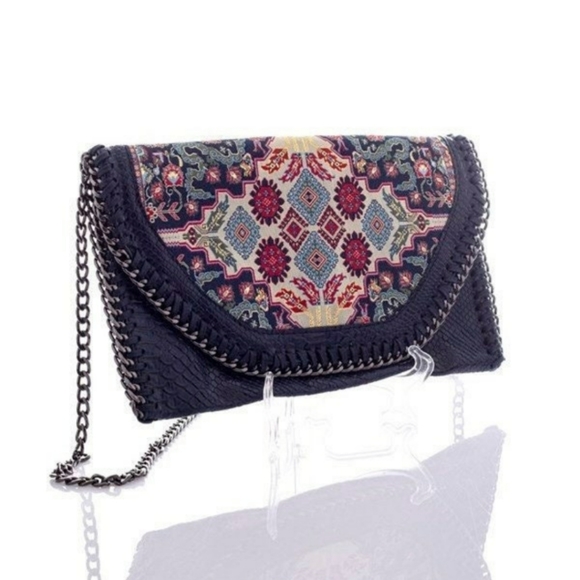 Handmade Boho Clutch Bag Crossbody Purse in Soft Vegan Leather - Picture 2 of 12